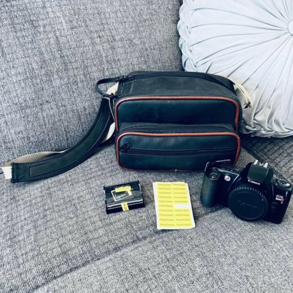 Canon EOS Rebel X S 35mm Film Camera Body Only w Minolta Panorama Adapter & Case